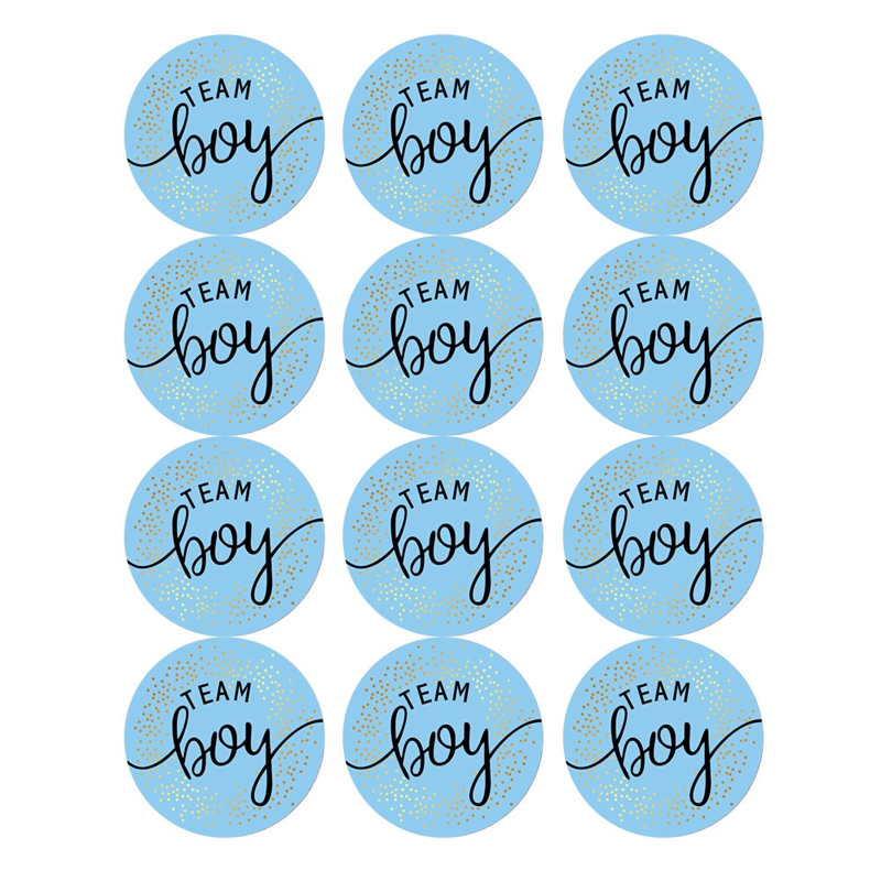 60pcs Team Stickers Gender Reveal Party Box Label Favors Supplies