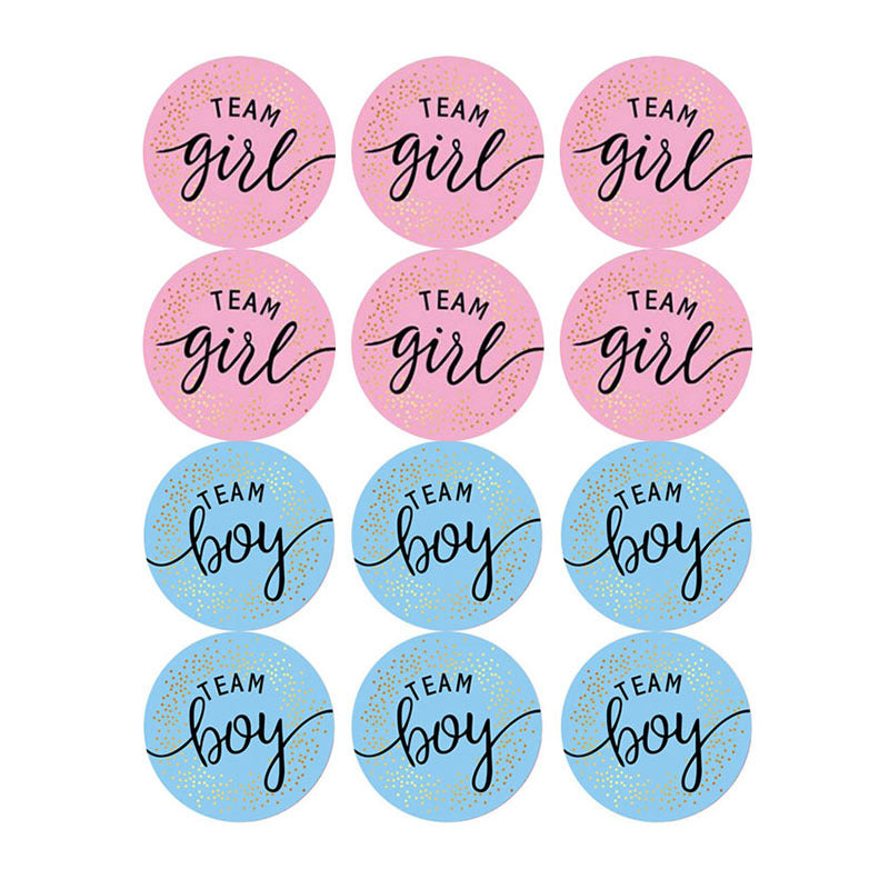 60pcs Team Stickers Gender Reveal Party Box Label Favors Supplies