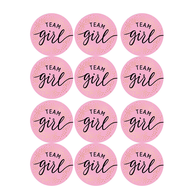 60pcs Team Stickers Gender Reveal Party Box Label Favors Supplies