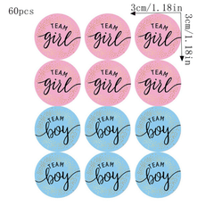 60pcs Team Boy Team Girl Stickers Gender Reveal Party Baby Shower