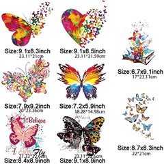 Stylish Butterfly Iron On Heat Transfer Stickers DIY T Shirt Jean Hats Bags