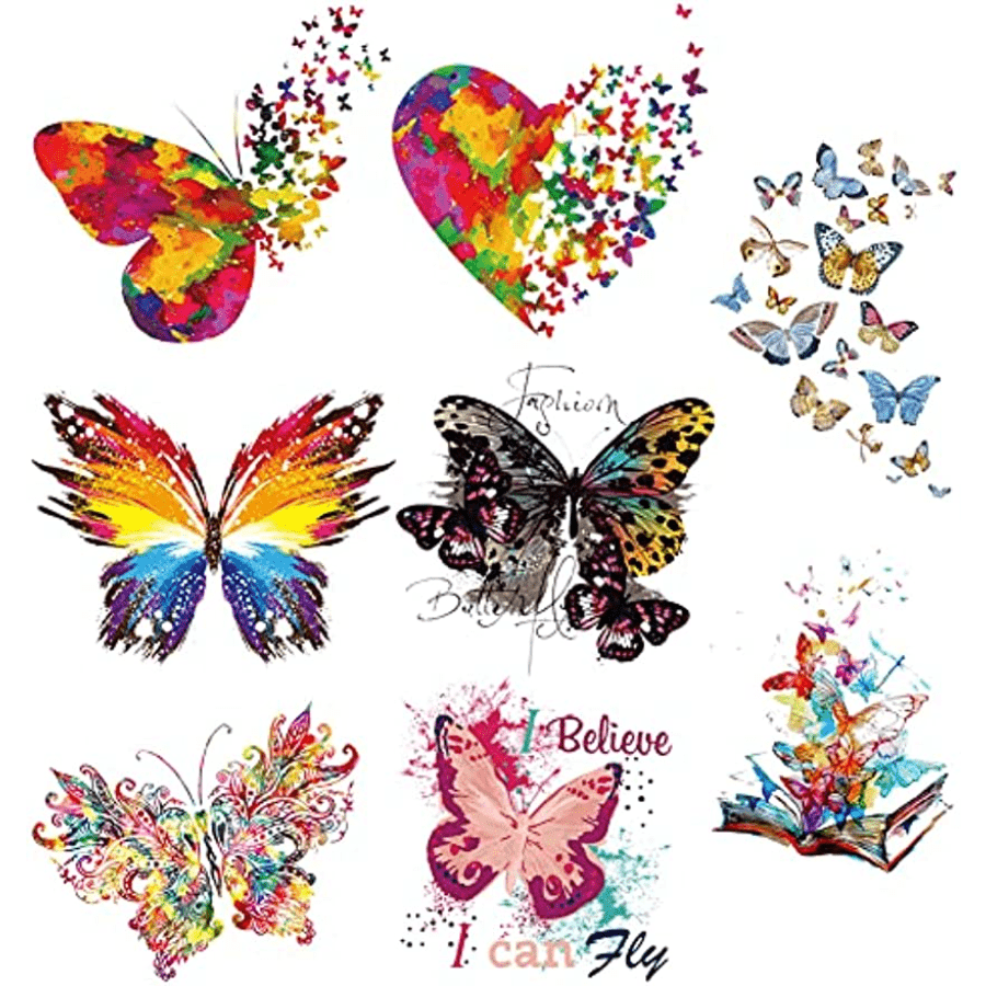 Stylish Butterfly Iron On Heat Transfer Stickers DIY T Shirt Jean Hats Bags