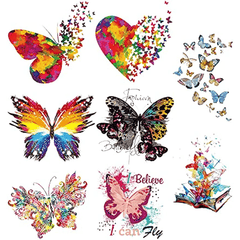 Stylish Butterfly Iron On Heat Transfer Stickers DIY T Shirt Jean Hats Bags