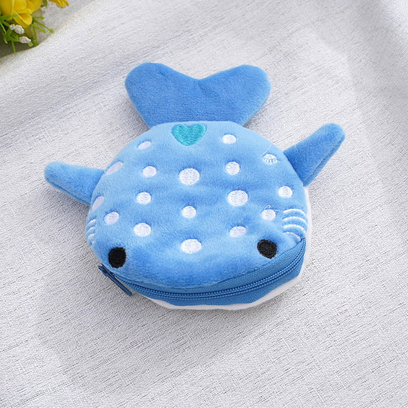 Cartoon Whale Shark Coin Purse Plush Zipper Key Bag For Girls