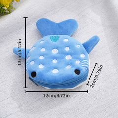 Cartoon Whale Shark Coin Purse Plush Zipper Key Bag For Girls