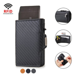 RFID Carbon Fiber Card Holder For Men Coin Pocket Credit Card Holder