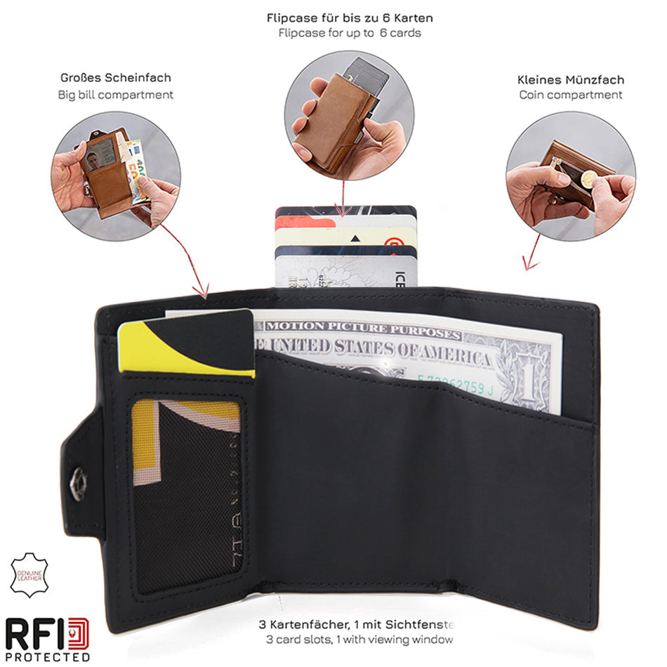 RFID Carbon Fiber Card Holder For Men Coin Pocket Credit Card Holder