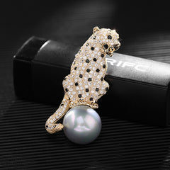 Zircon Pearl Inlaid Brooch Men's Suit Accessories