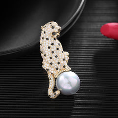 Zircon Pearl Inlaid Brooch Men's Suit Accessories