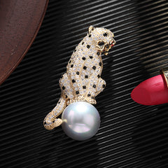 Zircon Pearl Inlaid Brooch Men's Suit Accessories