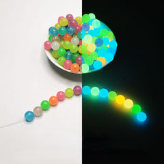 200Pcs Luminous Glow In The Dark Acrylic Spacer Beads Round Ball Beads