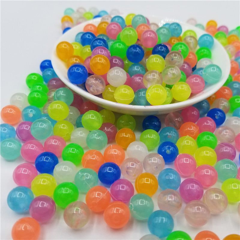 200Pcs Luminous Glow In The Dark Acrylic Spacer Beads Round Ball Beads
