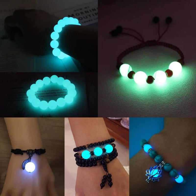 200Pcs Luminous Glow In The Dark Acrylic Spacer Beads Round Ball Beads