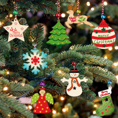10pcs Wooden Star Christmas Tree Ornaments DIY Painting Wood Slices