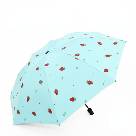 Fruit Pattern Vinyl Sun Umbrella Three fold Umbrella