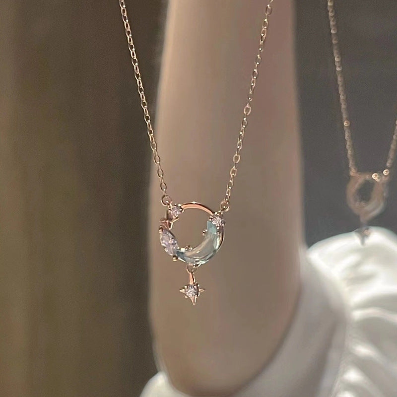 Rhinestone Initials Star Pendant Necklace for Women
