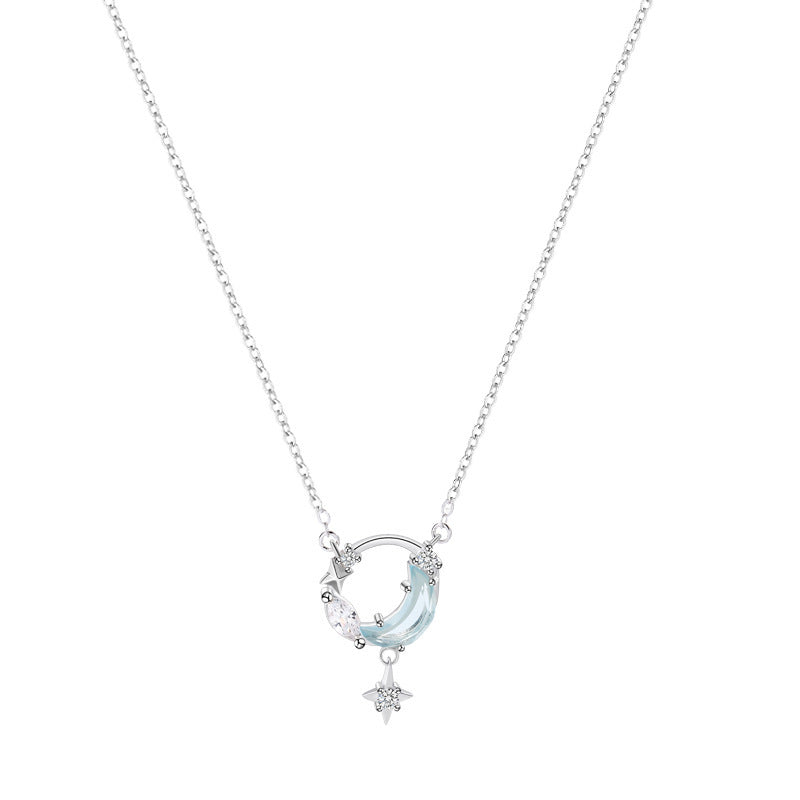 Rhinestone Initials Star Pendant Necklace for Women