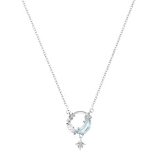 Rhinestone Initials Star Pendant Necklace for Women