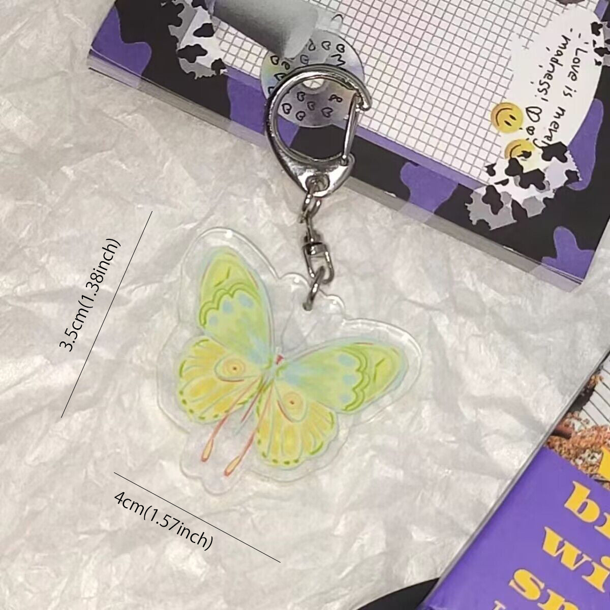 Butterfly Colorful Keychain Acrylic Bag Pendant Girl Ornament