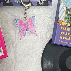 Butterfly Colorful Keychain Acrylic Bag Pendant Girl Ornament
