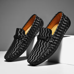 Men's Striped Loafer Shoes Casual Slip On Sneakers Flat