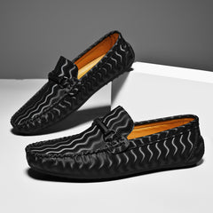 Men's Striped Loafer Shoes Casual Slip On Sneakers Flat
