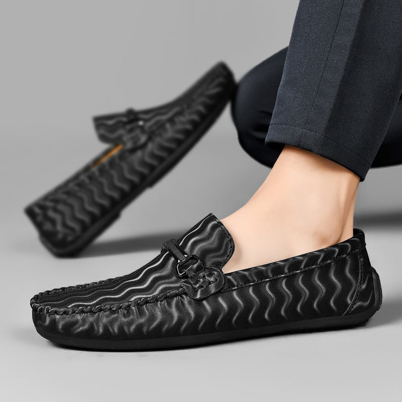 Men's Striped Loafer Shoes Casual Slip On Sneakers Flat