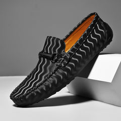 Men's Striped Loafer Shoes Casual Slip On Sneakers Flat