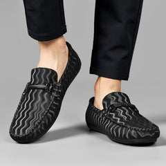 Men's Striped Loafer Shoes Casual Slip On Sneakers Flat