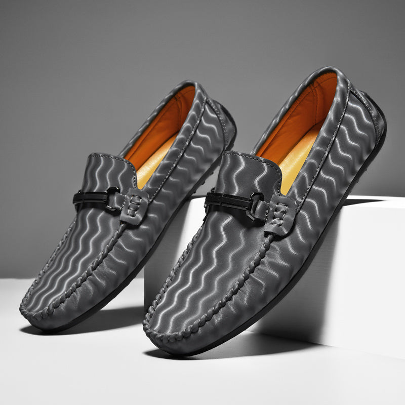 Men's Striped Loafer Shoes Casual Slip On Sneakers Flat