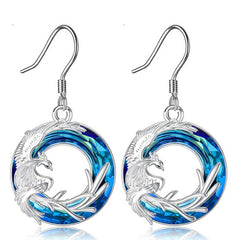 Funky Silver Phoenix Round Earrings for Men Women