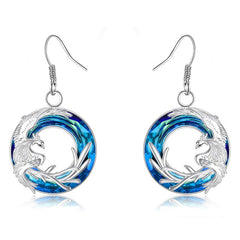Funky Silver Phoenix Round Earrings for Men Women
