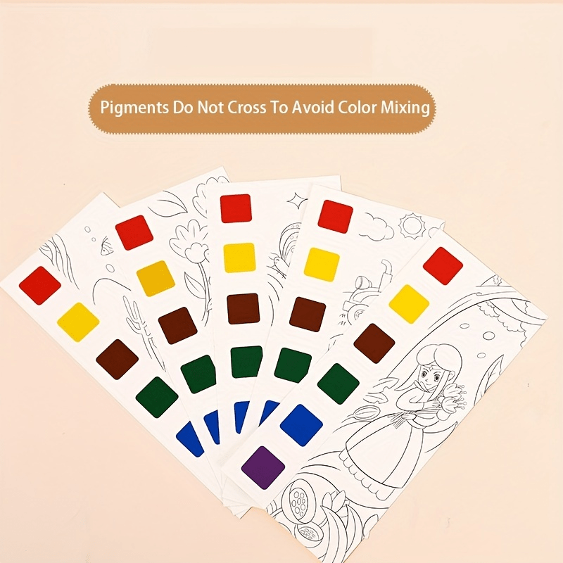 Watercolor Coloring Book With Brushes - Portable Gouache Graffiti Picture Book