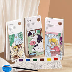 Watercolor Coloring Book With Brushes - Portable Gouache Graffiti Picture Book