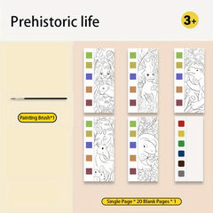Watercolor Coloring Book With Brushes - Portable Gouache Graffiti Picture Book