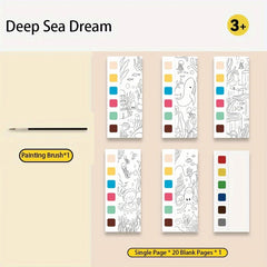 Watercolor Coloring Book With Brushes - Portable Gouache Graffiti Picture Book