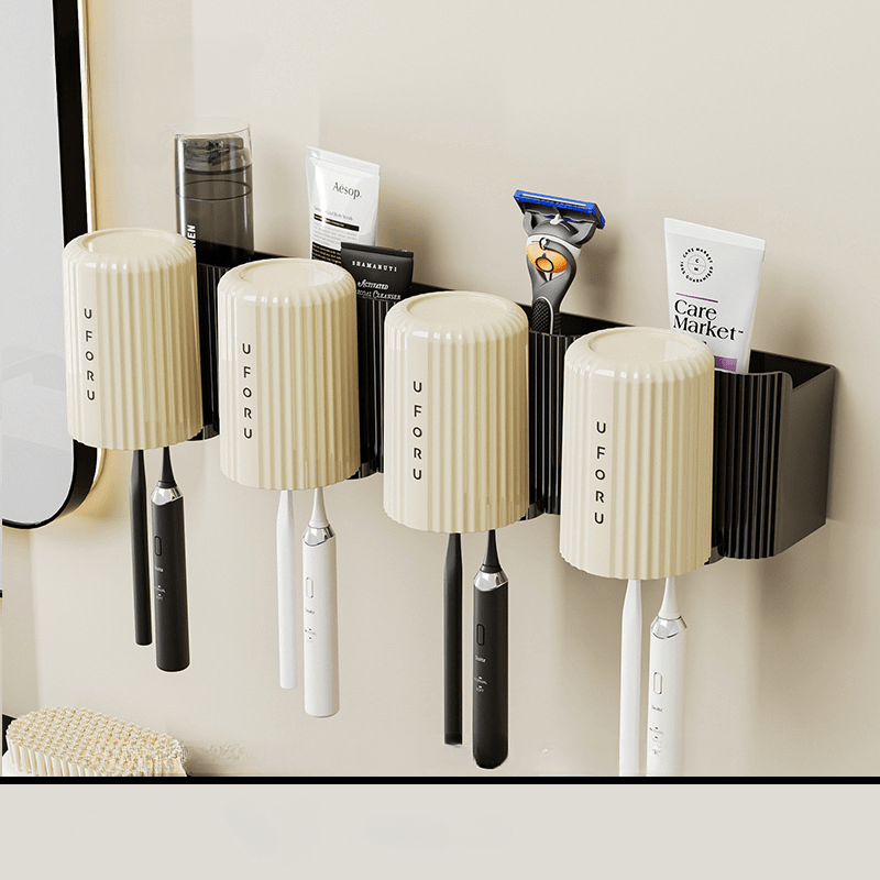 Toothbrush Holder Hanging Shelf Wall Toilet Bathroom Mouthwash Cup Holder Rack