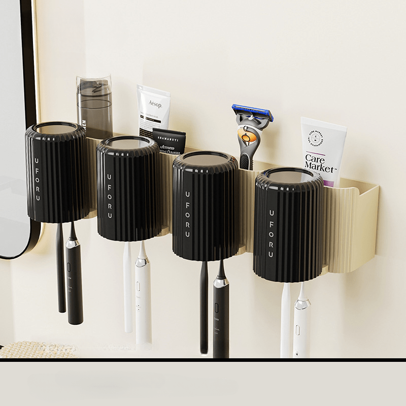 Toothbrush Holder Hanging Shelf Wall Toilet Bathroom Mouthwash Cup Holder Rack