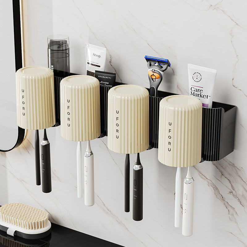 Toothbrush Holder Hanging Shelf Wall Toilet Bathroom Mouthwash Cup Holder Rack