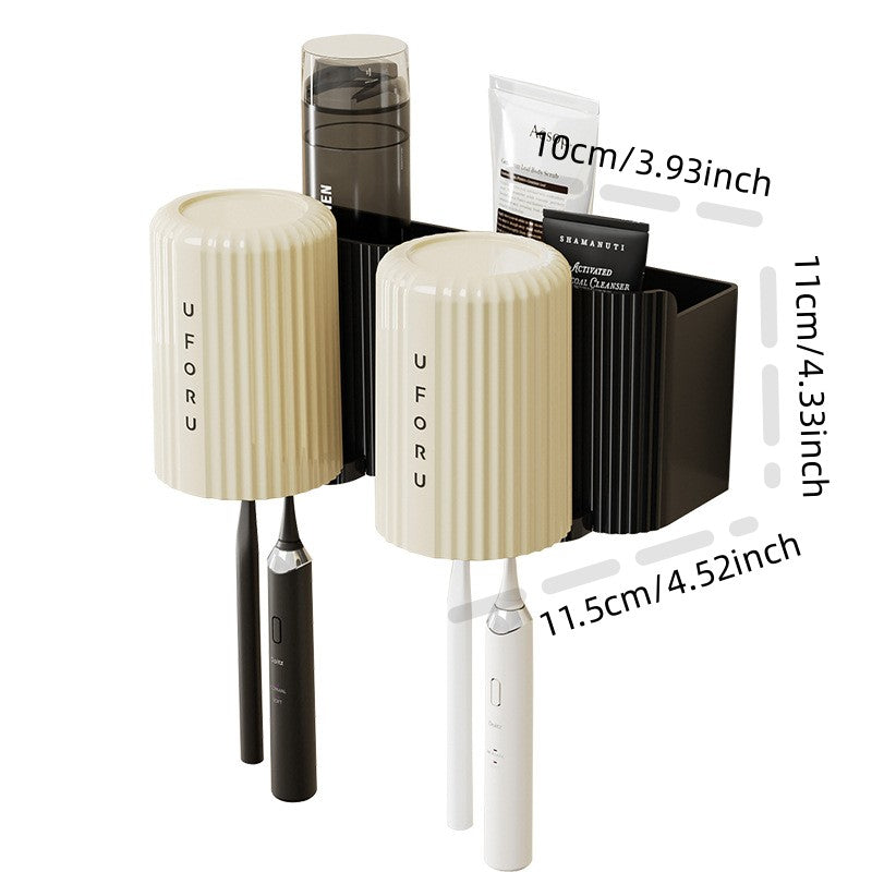 Toothbrush Holder Hanging Shelf Wall Toilet Bathroom Mouthwash Cup Holder Rack