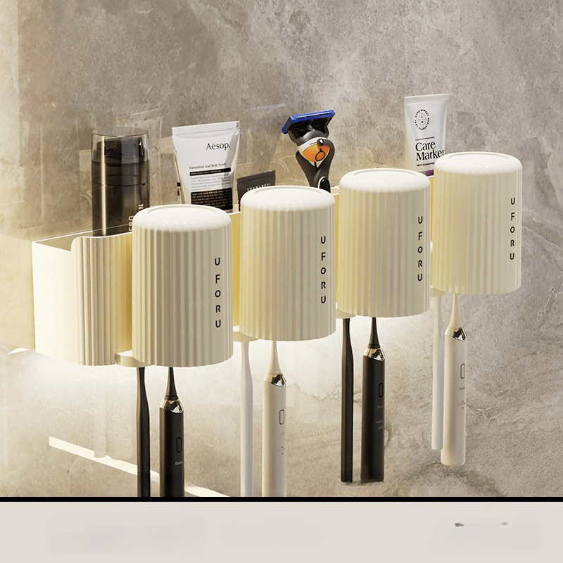 Toothbrush Holder Hanging Shelf Wall Toilet Bathroom Mouthwash Cup Holder Rack