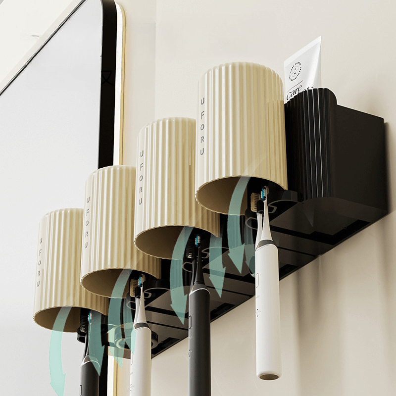 Toothbrush Holder Hanging Shelf Wall Toilet Bathroom Mouthwash Cup Holder Rack