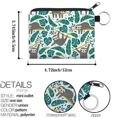 Sloth Print Coin Purse Pouch Key Card Holder Girls