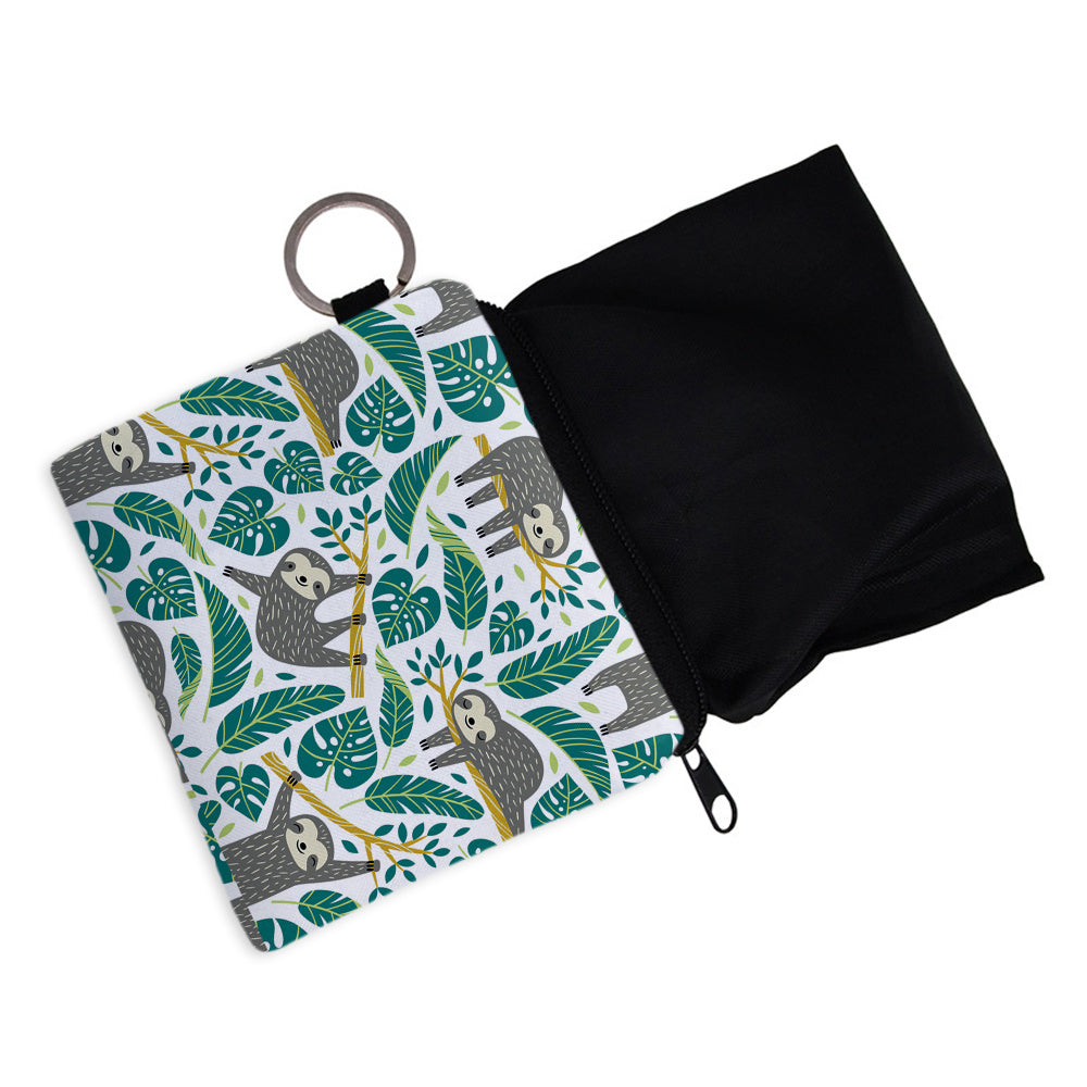 Sloth Print Coin Purse Pouch Key Card Holder Girls