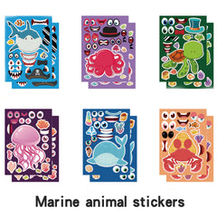 12pcs Sea Animal Puzzles & Stickers for Kids Learning & Play