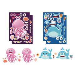 12pcs Sea Animal Puzzles & Stickers for Kids Learning & Play