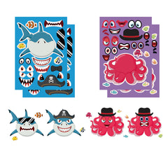 12pcs Sea Animal Puzzles & Stickers for Kids Learning & Play