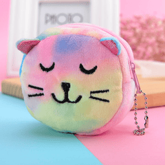 Colorful 3D Round Plush Coin Purse Animal Lipstick Storage Bag