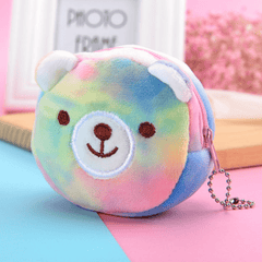 Colorful 3D Round Plush Coin Purse Animal Lipstick Storage Bag