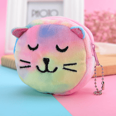 Colorful 3D Round Plush Coin Purse Animal Lipstick Storage Bag